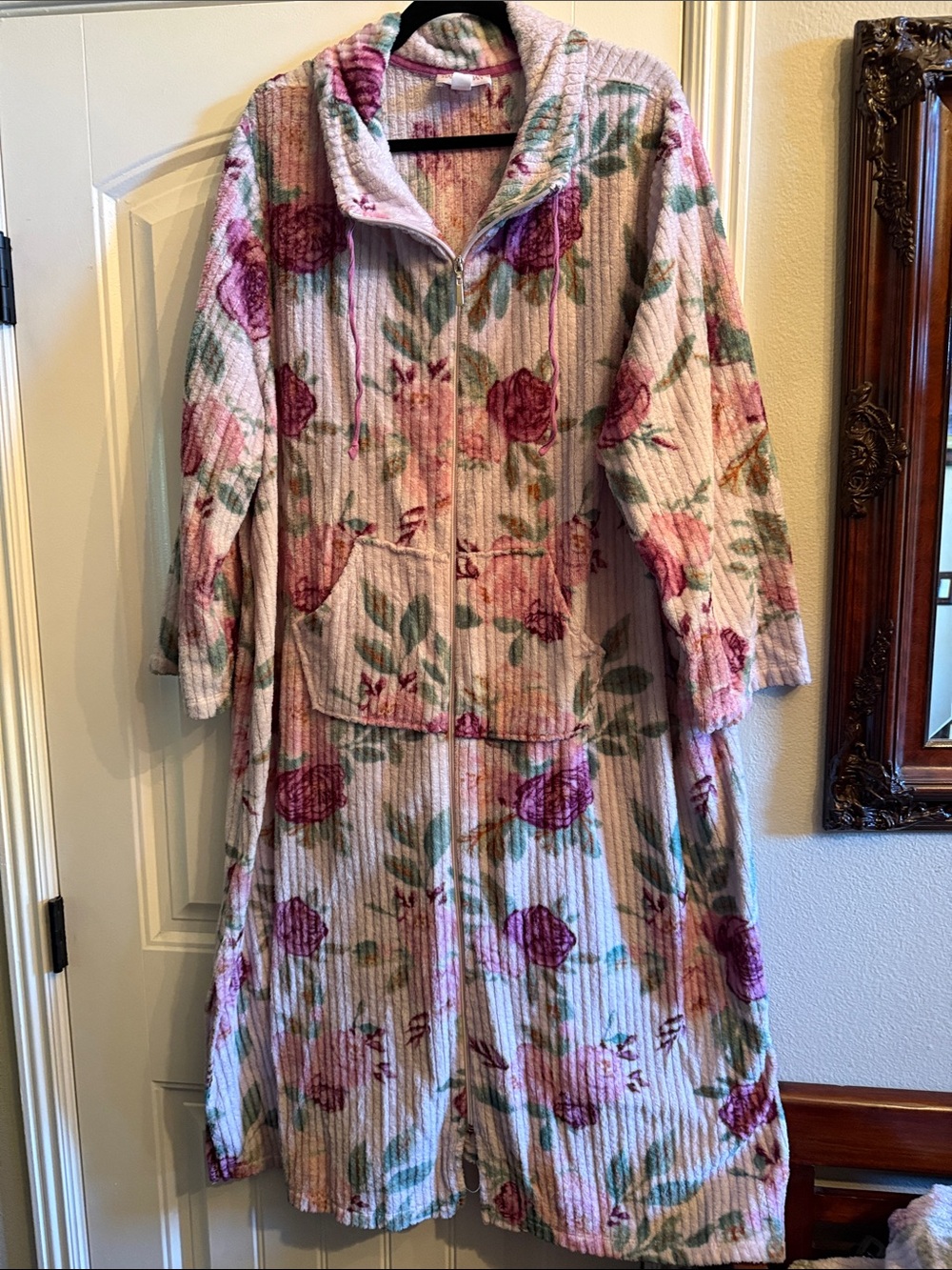 Quilted Floral Robe in Pink Rose